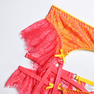 Set de Lencería Calcetines con Malla Calada y Contraste de Colores - Image 15