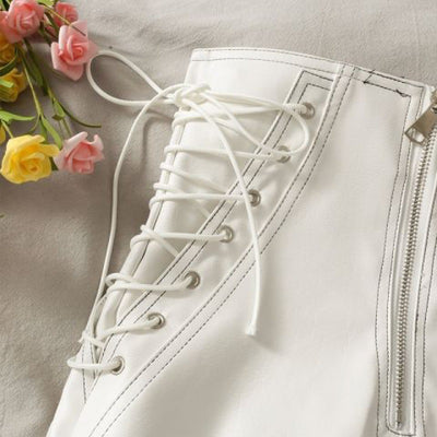 Shorts de Cuero Delgado para Mujer Primavera Otoño Ajustado con Cierre - Image 8