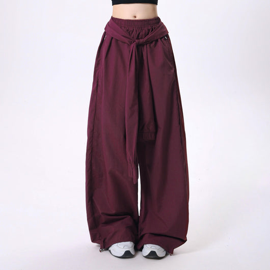 Pantalones Casuales Retro con Cordones y Diseño Clásico de Color Sólido - Image 3