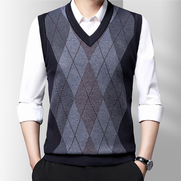 Chaleco Tejido sin Mangas a Cuadros para Hombre - Estilo Casual Moderno