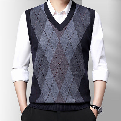 Chaleco Tejido sin Mangas a Cuadros para Hombre - Estilo Casual Moderno