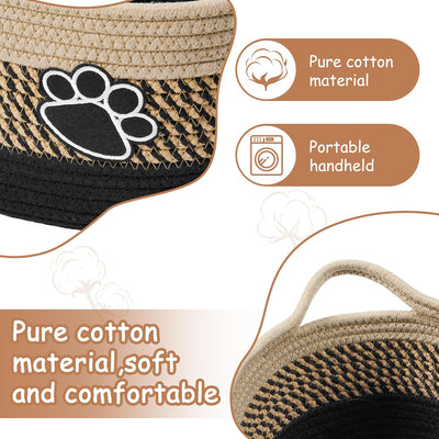 Canasta Tejida de Algodón Beige con Asa - Organizador Versátil para el Hogar - Image 8