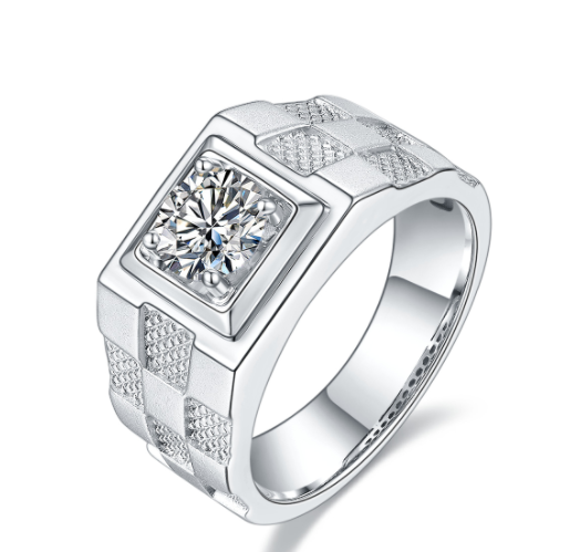 Anillo de Plata S925 con Moissanita de 1 Quilate para Hombre - Image 3