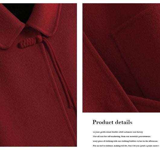 Abrigo de Lana Reversible Oversized Estilo Chino Rojo - Image 14