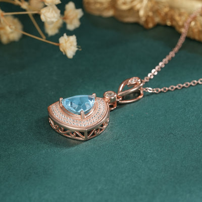Collar de Plata S925 con Topacio Azul Claro - Colgante Triángulo Geométrico para Mujer - Image 5
