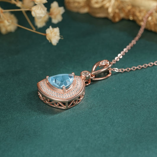 Collar de Plata S925 con Topacio Azul Claro - Colgante Triángulo Geométrico para Mujer - Image 5