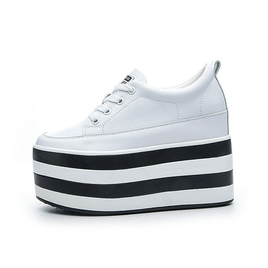 Zapatos Plataforma de Cuña con Cordones para Mujer en Piel - Image 3
