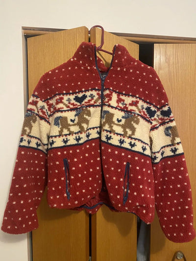 Abrigo de Lana con Cierre y Bolsillos - Diseño Navideño Alce y Copos de Nieve - Image 11