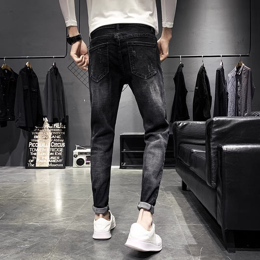 Jeans Negros Slim Fit Elásticos Ajustados para Hombre - Image 3