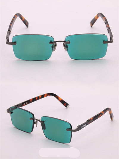 Gafas de Sol Verde Oscuro sin Marco con Detalles Elegantes - Image 7