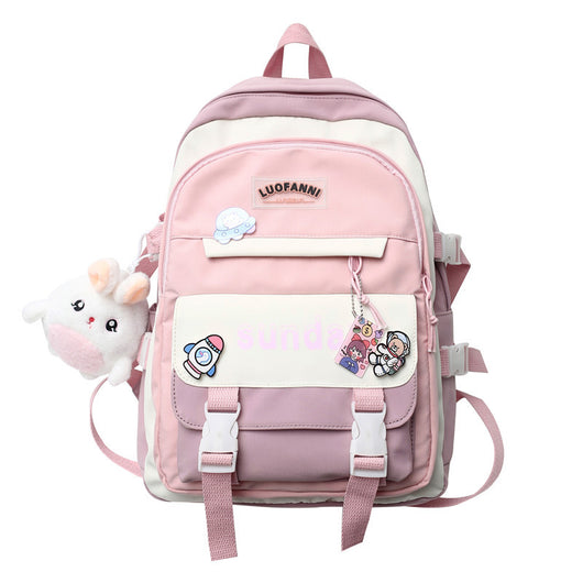 Mochila Escolar con Dije Combinado de Colores - Image 2