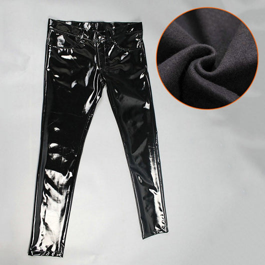 Pantalones de Cuero PU Ajustados con Espejo Brillante Negro G-Dragon - Image 6
