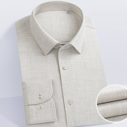 Camisa Manga Larga Gruesa de Color Sólido para Hombre - Image 3