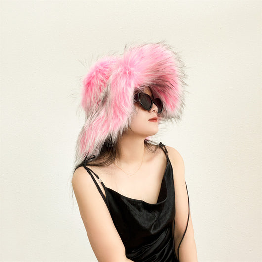 Gorro Punk de Piel de Mapache Grueso - Abrigo Ecológico para Otoño e Invierno - Image 5