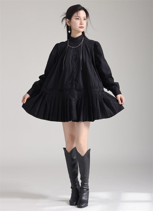 Vestido Camisero Plisado Manga Larga Diseño Exclusivo - Image 43