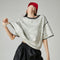 Camiseta Gris de Manga Corta con Perfil Holgado para Mujer