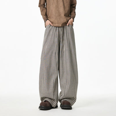 Pantalones Casuales Tejidos a Rayas con Corte Recto para Hombre - Image 3