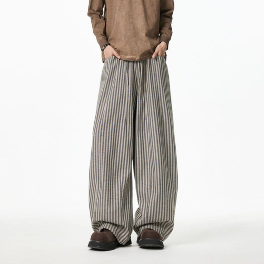 Pantalones Casuales Tejidos a Rayas con Corte Recto para Hombre - Image 3