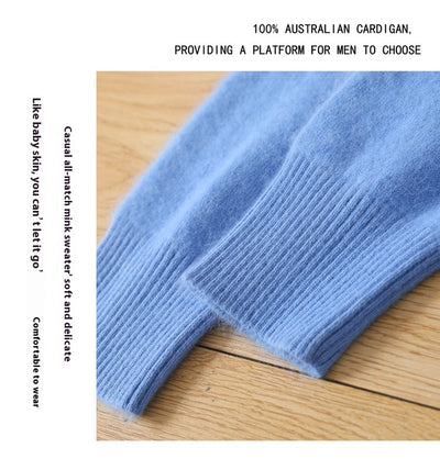 Suéter Pullover de Cuello Alto Holgado en Visón para Hombre - Invierno - Image 36
