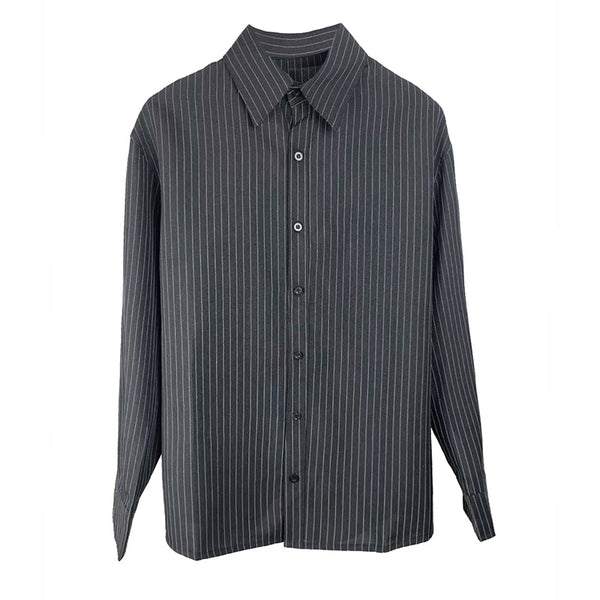 Camisa Rayada de Manga Larga Estilo Coreano para Hombre