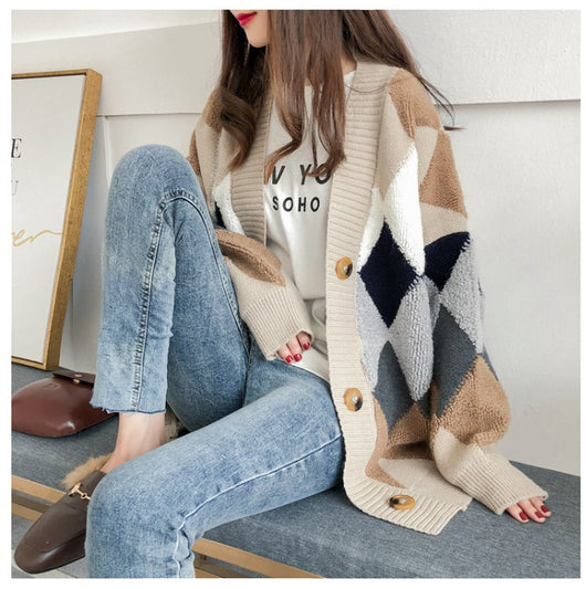 Cardigan de Lana con Bolsillos Contrastados y Cuello en V - Image 12