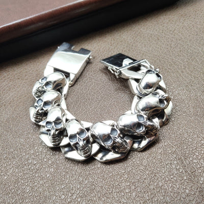 Pulsera de Plata S925 Calavera y Pluma para Hombre - Image 10