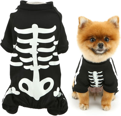 Disfraz de Esqueleto Fluorescente para Perros Pequeños - Pijama Jumpsuit Respirable