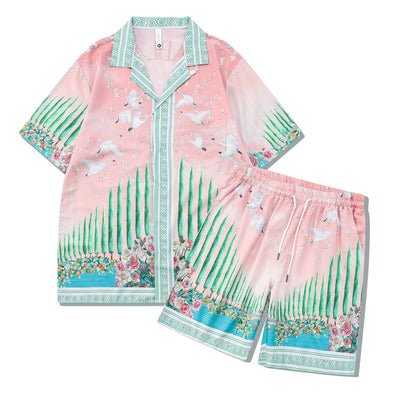 Conjunto de Camisa y Shorts Estampada Cuello Cubano - Lujo Casual de Alta Moda - Image 6