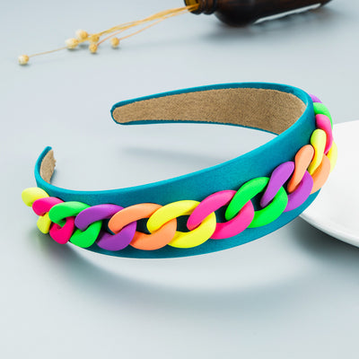 Diadema Ancha con Cadena de Colores Macaron para Mujer - Image 8