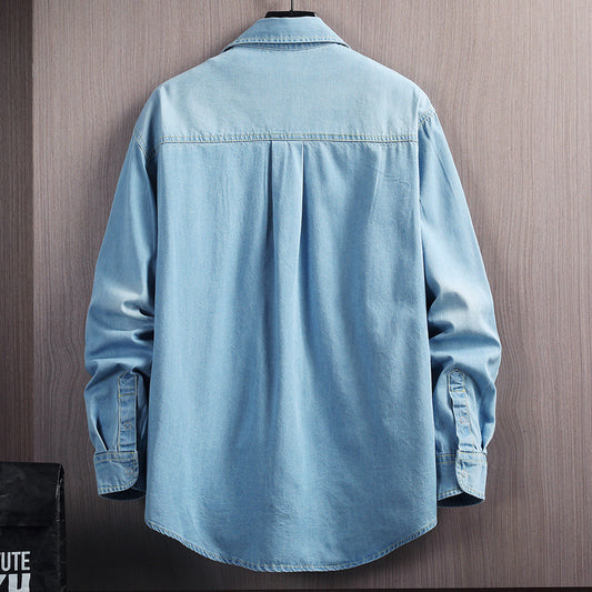 Camisa Denim Suelta de Manga Larga para Hombre - Image 2