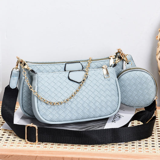Bolso Crossbody de Cuero PU con Patrón Tejido - Image 3