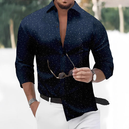 Camisa Casual de Manga Larga con Estampado Lunares Bronceado - Image 3