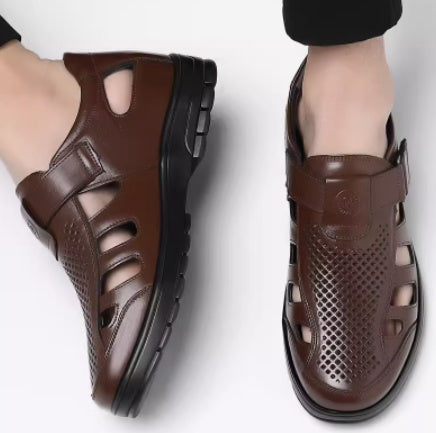 Sandalias Huecas de Cuero Genuino - Zapatos Cómodos de Piel de Res - Image 5