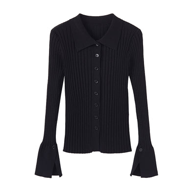Suéter Tejido Denso con Cuello Solapa y Puños de Trompeta - Abrigo Base Invierno Mujer - Image 2