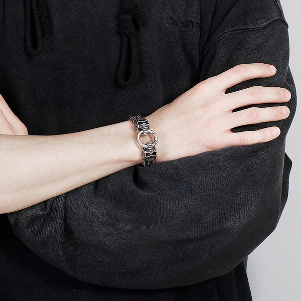 Anillo Calavera Retro en Acero Titanio para Hombre