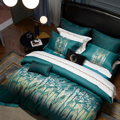 Juego de Cama Completo 4 Piezas Algodón Puro Jacquard