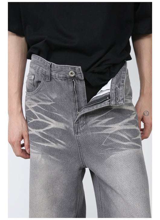 Jeans Rectos Holgados Rotos Estilo Retro Americano para Hombre - Image 11