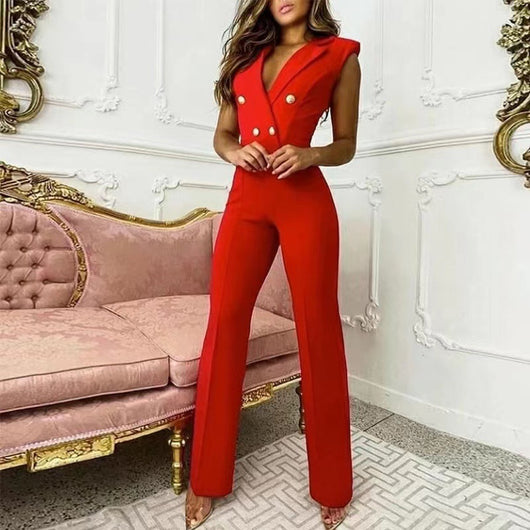 Jumpsuit Cuello en V Pata de Gallo para Mujer Profesional - Image 14