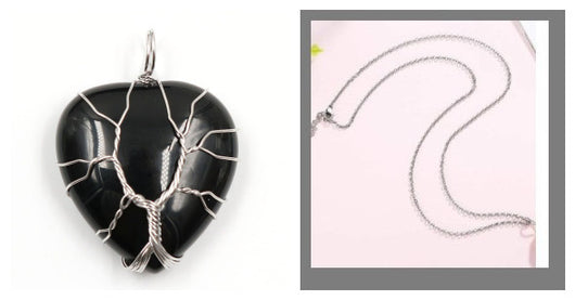 Colgante Corazón Melocotón Cristal Natural Árbol de la Vida para Parejas - Image 18