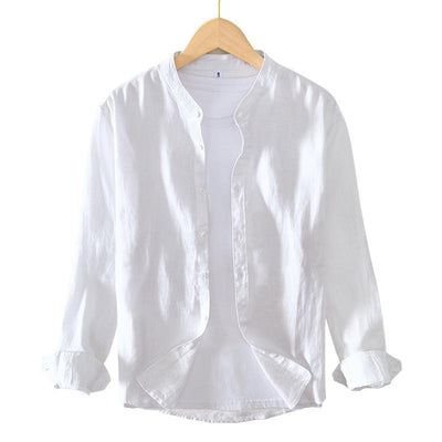 Camisa Abrigo de Lino con Cuello Mao - Diseño Minimalista - Image 4