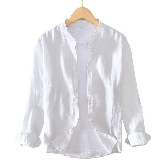Camisa Abrigo de Lino con Cuello Mao - Diseño Minimalista - Image 4