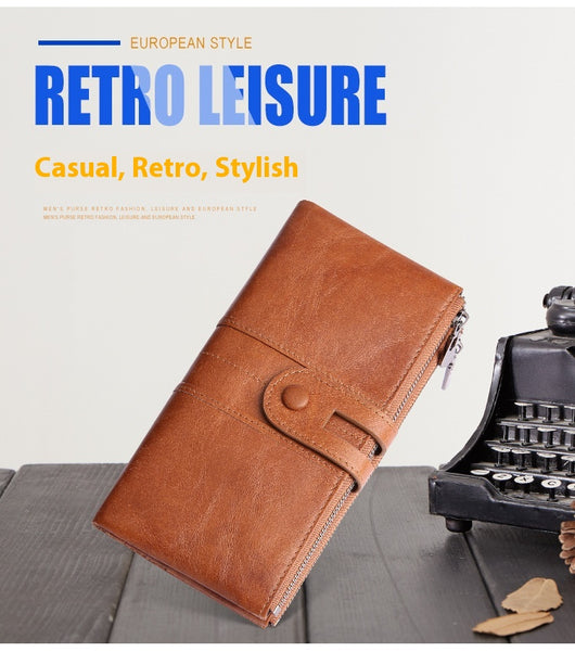 Cartera Larga de Cuero para Mujer Estilo Retro con Protección RFID - Image 12