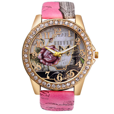 Reloj Pulsera Estilo Retro Coreano con Patrón de Rosas para Mujer - Image 5