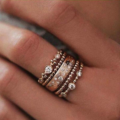 Set de 5 Anillos Apilables Estilo Bohemio en Tono Oro Rosa - Image 26