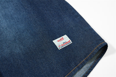 Camisa Denim Estilo Vintage Americana con Bordado Flocked - Image 8