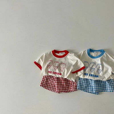 Conjunto Infantil Helado a Cuadros - Playera Manga Corta - Image 7