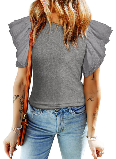 Blusa Casual de Manga Volante Liso para Mujer - Image 12