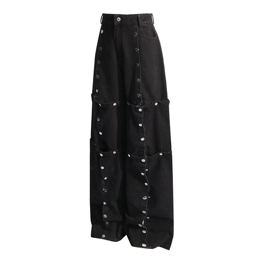 Jeans Talle Alto Irregular con Botones Desmontables - Image 31