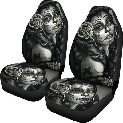 Funda de Asiento de Auto con Diseño de Mujer Tatuada en Blanco y Negro - Image 8