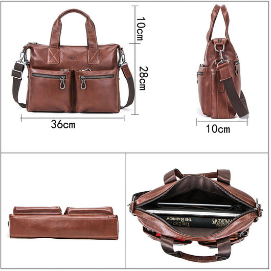 Maletín de Cuero Curtido al Vegetal para Computadora - Bolso Profesional Casual para Hombre - Image 4